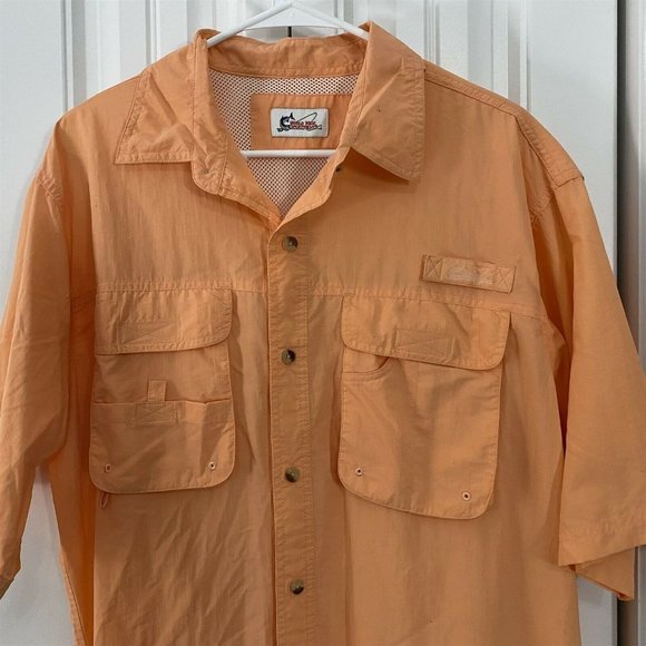 World Wide Sportsman Short-Sleeve Vented Shirt Mens L Peach Orange - Picture 2 of 5
